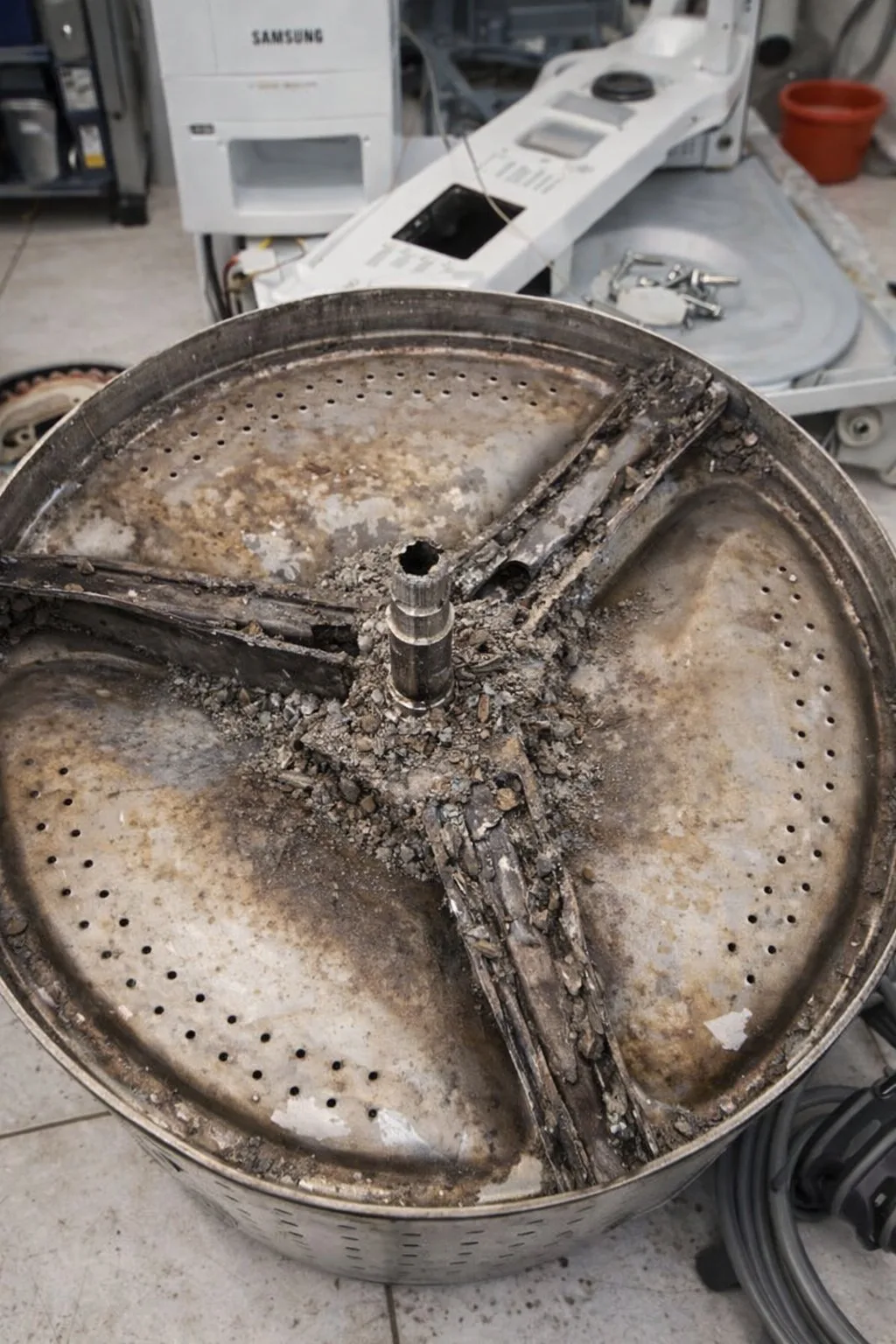 Eixo tripé danificado de máquina de lavar